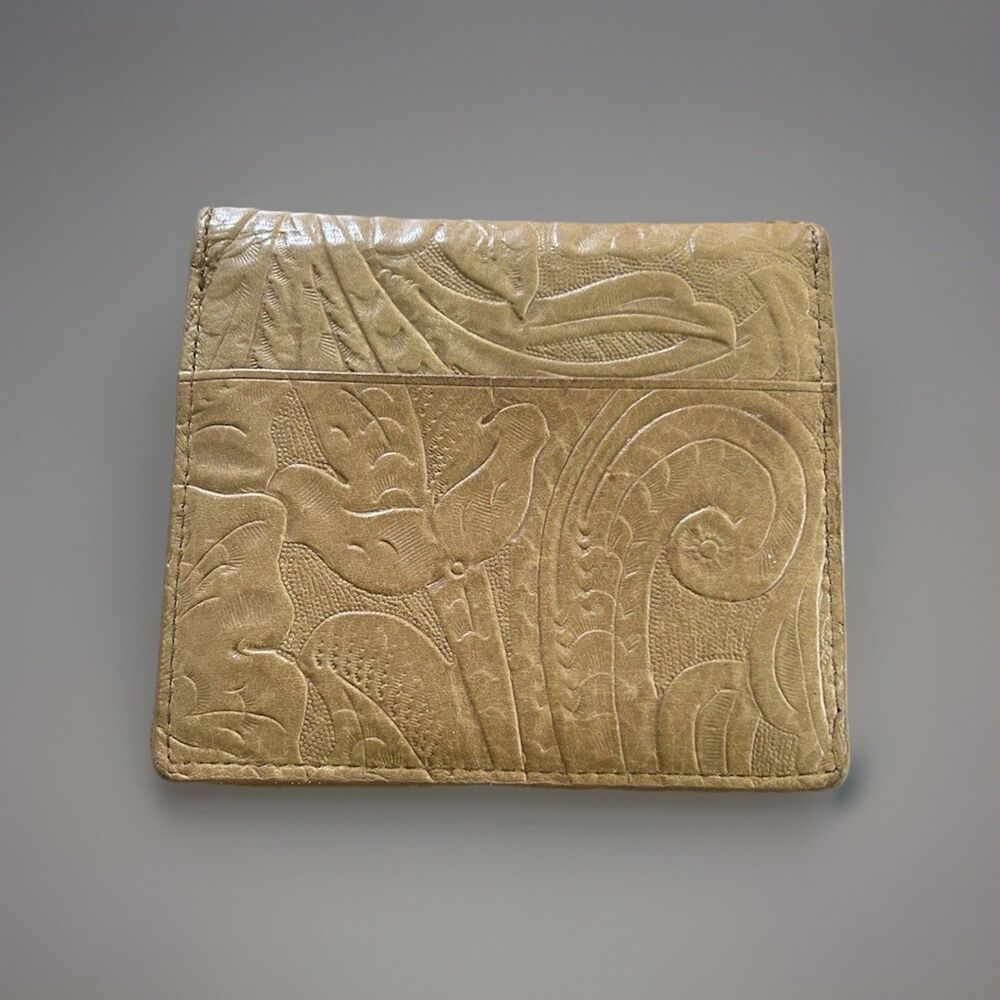 American Leather Co. Veronica Tooled Leather Bifold ID Credit Card Wallet - Picture 2 of 8
